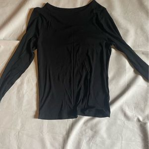 Ribbed Fitted Black Long Sleeve